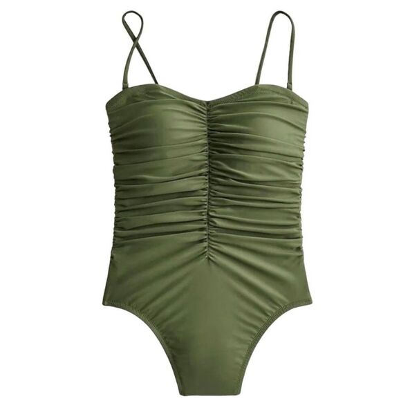 J. Crew Other - J. crew Olive Green Ruched Spaghetti strap swimsuit NWT